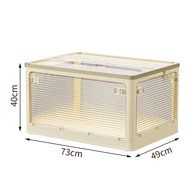 Cream wind folding storage box Bedroom multi-functional storage box Free stacking Large capacity transparent visual storage box Oasis Select Section A