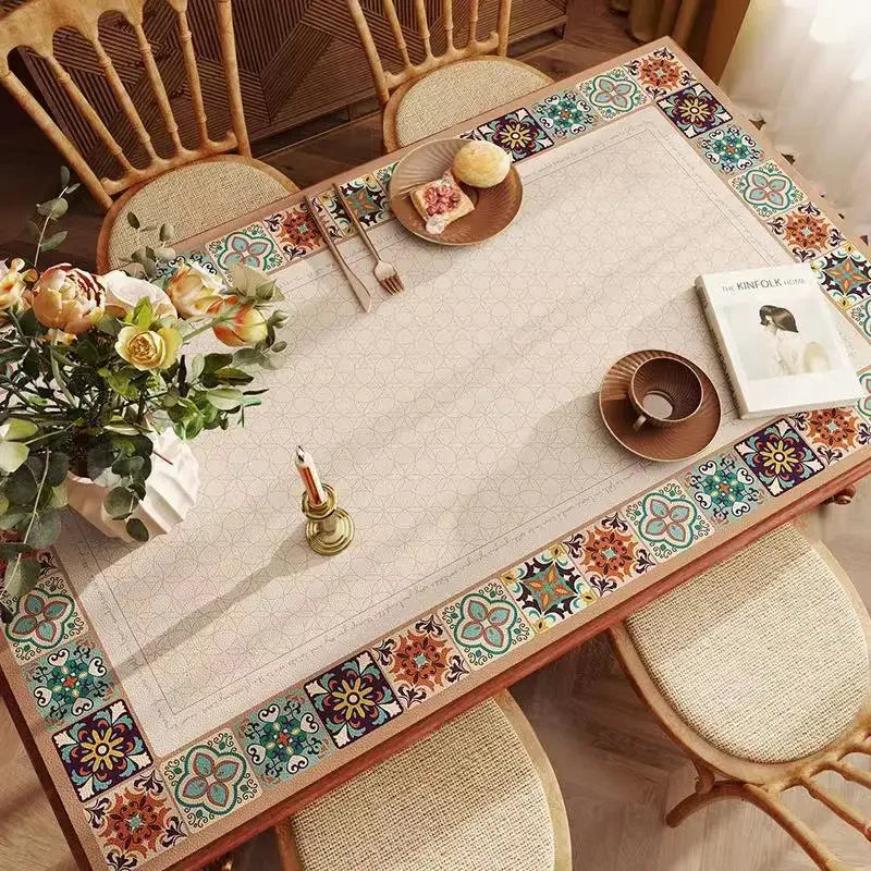American Retro Tablecloth Waterproof Oil Resistant Scald Resistant and Washable Table Mat Premium Leather Coffee Table Cloth Oasis Select