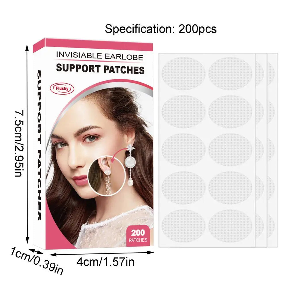 Clear Earring Support Patches Invisible Ear Lobe Protectors For Heavy Earrings Earring Ear Support 100Pcs/200Pcs Heavy Earrings Oasis Select 100PCS China Mainland