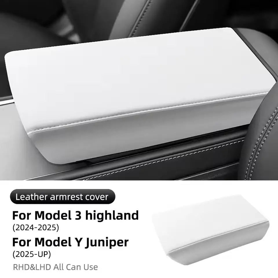 For Tesla Model Y 2025 Juniper Leather Armrest Box Protective Cover Pad Arm Rest Lid For Model 3 Highland 2024 Auto Accessories Oasis Select