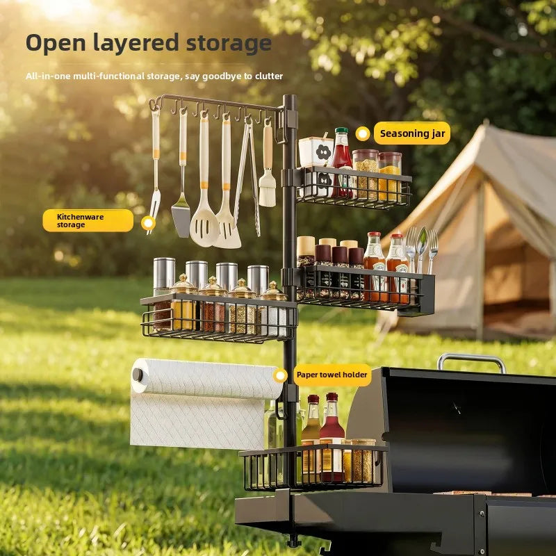 Outdoor BBQ Side Hanger Kitchen Supplies Tissue Tools Storage Basket Camping Oven Seasoning Shelf Oasis Select