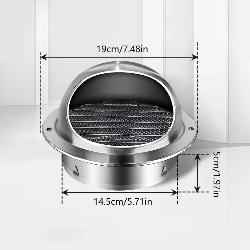 Stainless Steel Wall Ceiling Air Vent Ducting Ventilation Exhaust Grille Cover Waterproof Outlet Heating Cooling Vents Cap Oasis Select Spherical-150mm