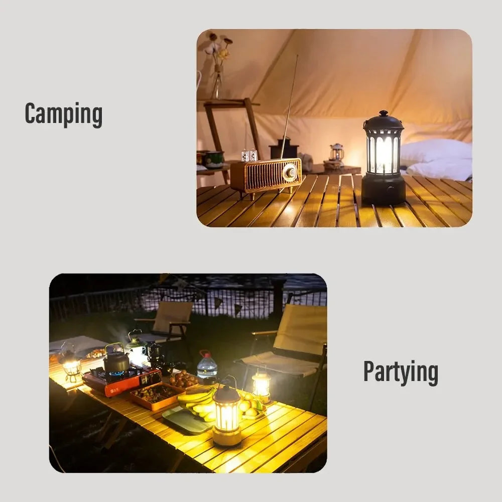 Vintage European Roman Pillar Camping Lantern Flashlight Rechargeable with Hook Warm White Light for Camping And Exploring Oasis Select