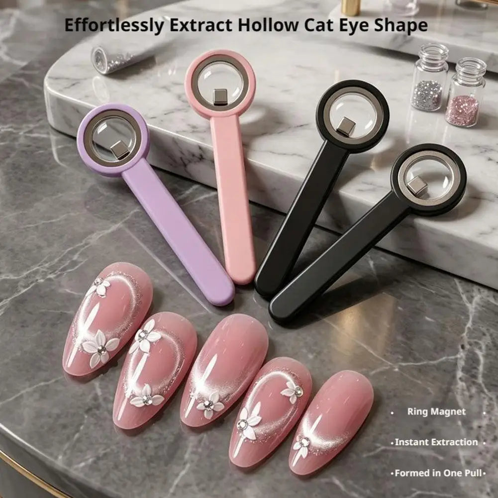 Ring-Shaped Cat Eye Magnet for Nails, Circle Effect Nail Magnet, Multifunction Powerful Magnetic Polish Gel Tool for Beginners Oasis Select