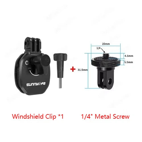 Motorcycle Windshield Mount for Insta360, GoPro & DJI Action