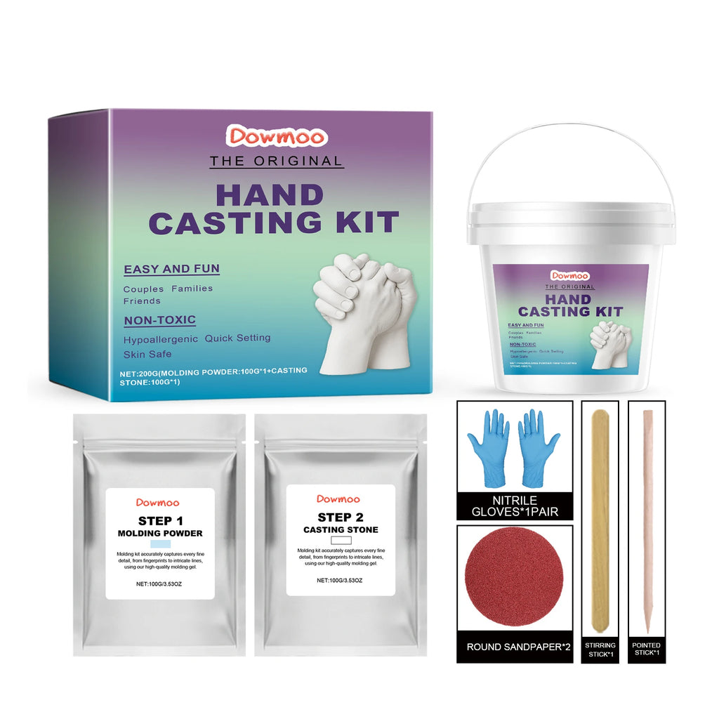 DIY Hand Casting Kit 3D Mold Making Set Family Memorial Gift Couple Baby Handprint Plaster Casting Safe Complete Craft Set Oasis Select 1set