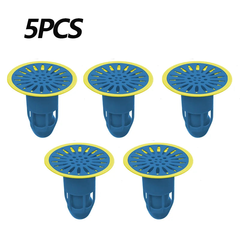 floor drain deodorizer sewer deodorizer gag catcher bathroom sewer filter anti-bug cockroach bathroom toilet sealing plug cover Oasis Select Blue 5PCS