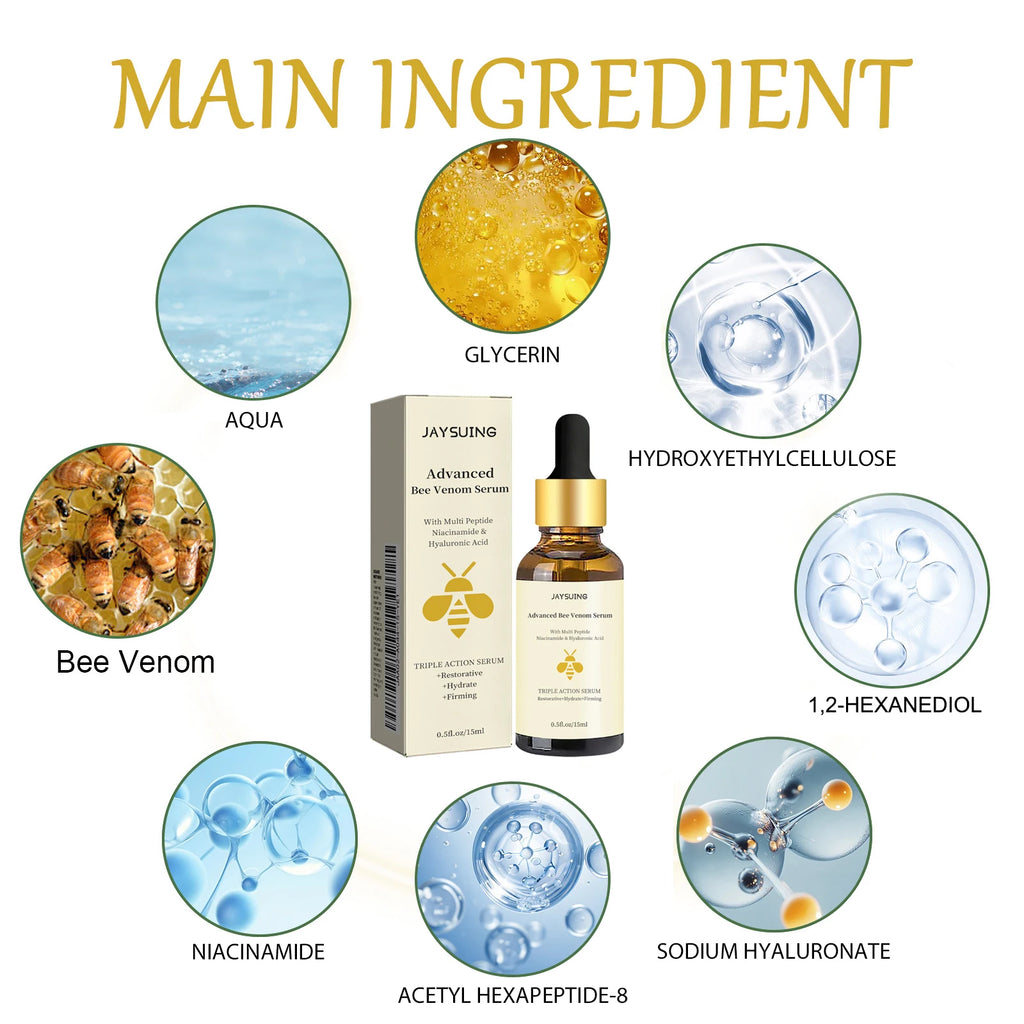 Jaysuing Bee Venom Serum Tighten Lightens Fine Lines Repair Dullness Moisturizing Firming Facial Skin Essence Brightening Skin Oasis Select