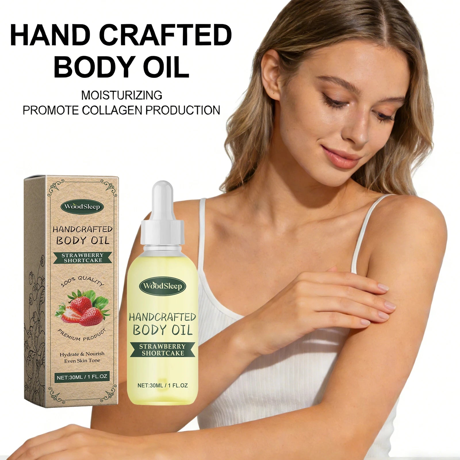 WOODSLEEP Strawberry Body Oil – Firm Skin & Even Skin Tone 30ml Body Firming Oil Oasis Select