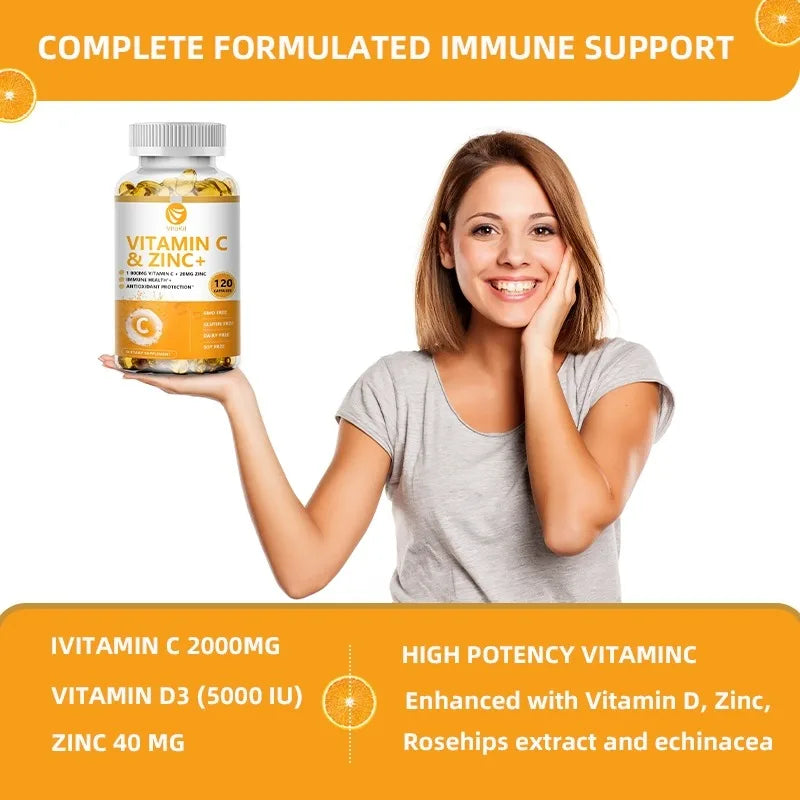 VitaKit Vitamin C 1000mg + Zinc 20mg – 120 Vegan Capsules Vitamin Supplement Oasis Select