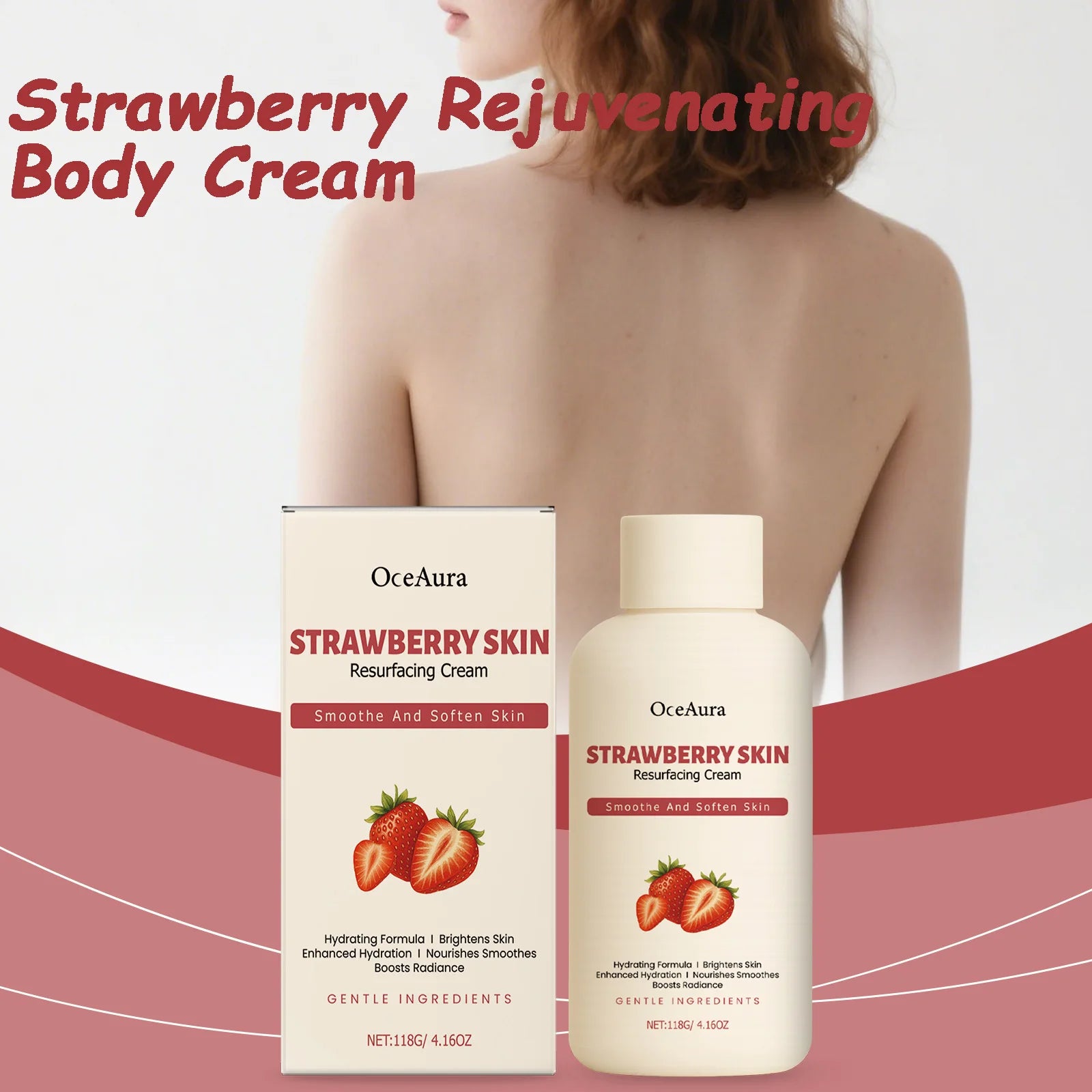 OceAura Strawberry Body Butter Cream – Brightening Moisturizer Body Butter Cream Oasis Select