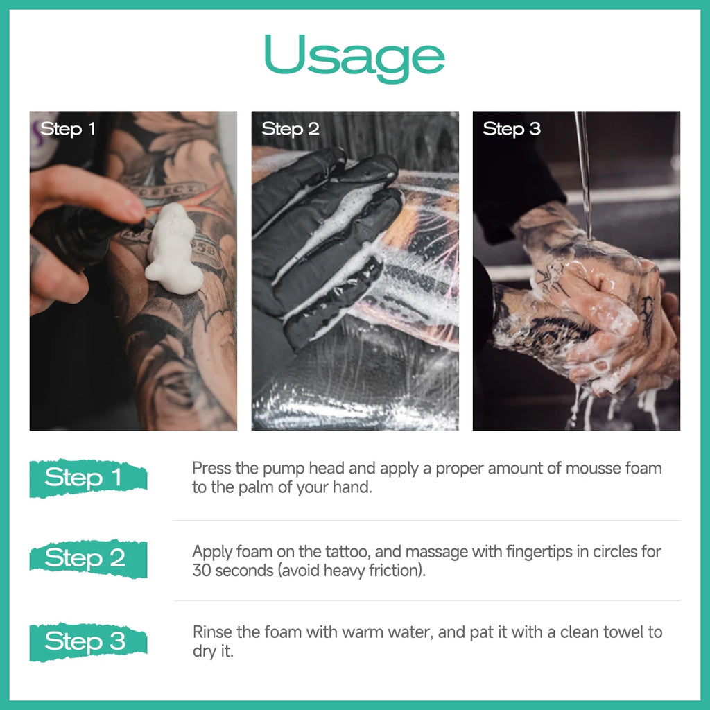TATTOO FOAMING SOAP tattoo cleaning foam, strongly moisturizes the skin, gently cleans tattoos while protecting color mousse Oasis Select