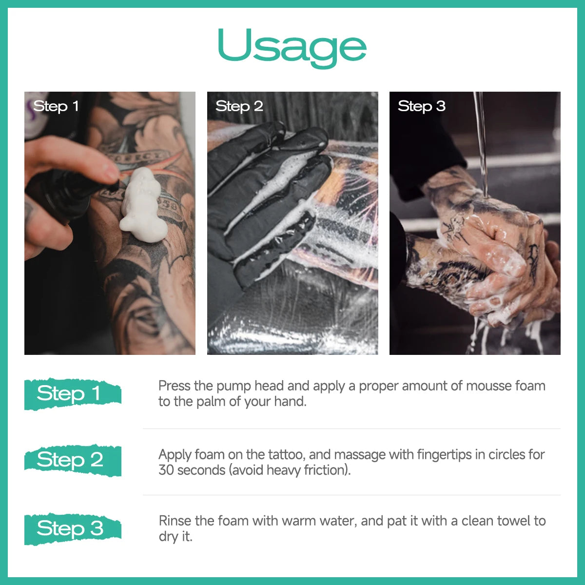 TATTOO FOAMING SOAP tattoo cleaning foam, strongly moisturizes the skin, gently cleans tattoos while protecting color mousse Oasis Select