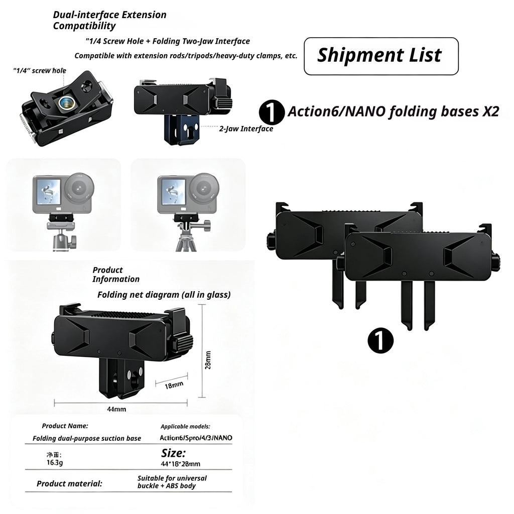 DJI Osmo Nano & Action 6 Magnetic Two-Claw Quick Release Mount