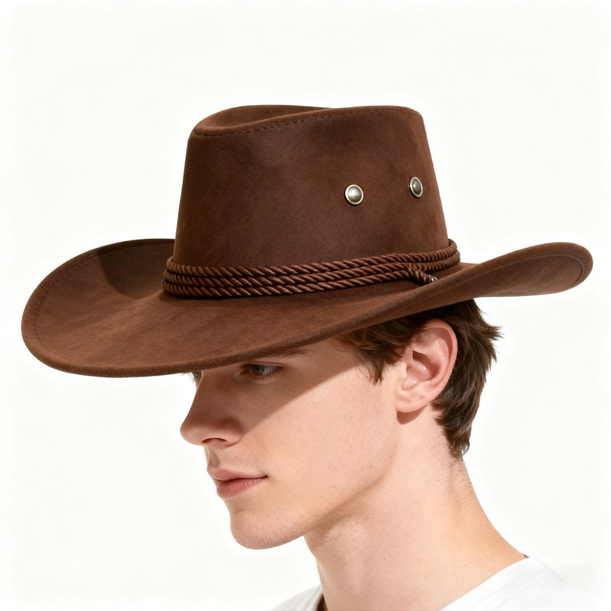 Western Cowboy Hat Vintage Wide Brim, Sun Protection Outdoor Hat for Riding Camping Hiking, Solid Color Jazz Basin Hat Oasis Select
