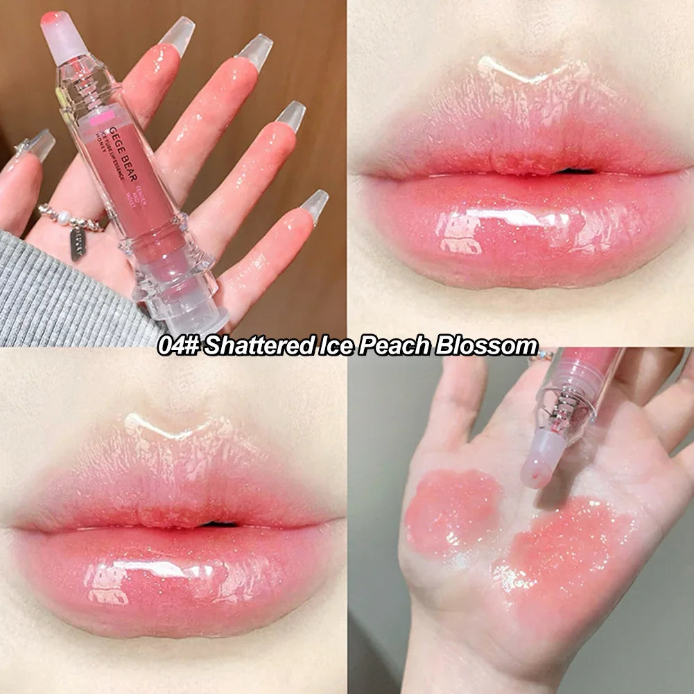 Plumping Lip Gloss Syringe Shape Hydrating Glass Water Shine Lip Oil Non-sticky Moisturizing Nude Pink Lip Tint Oasis Select 03