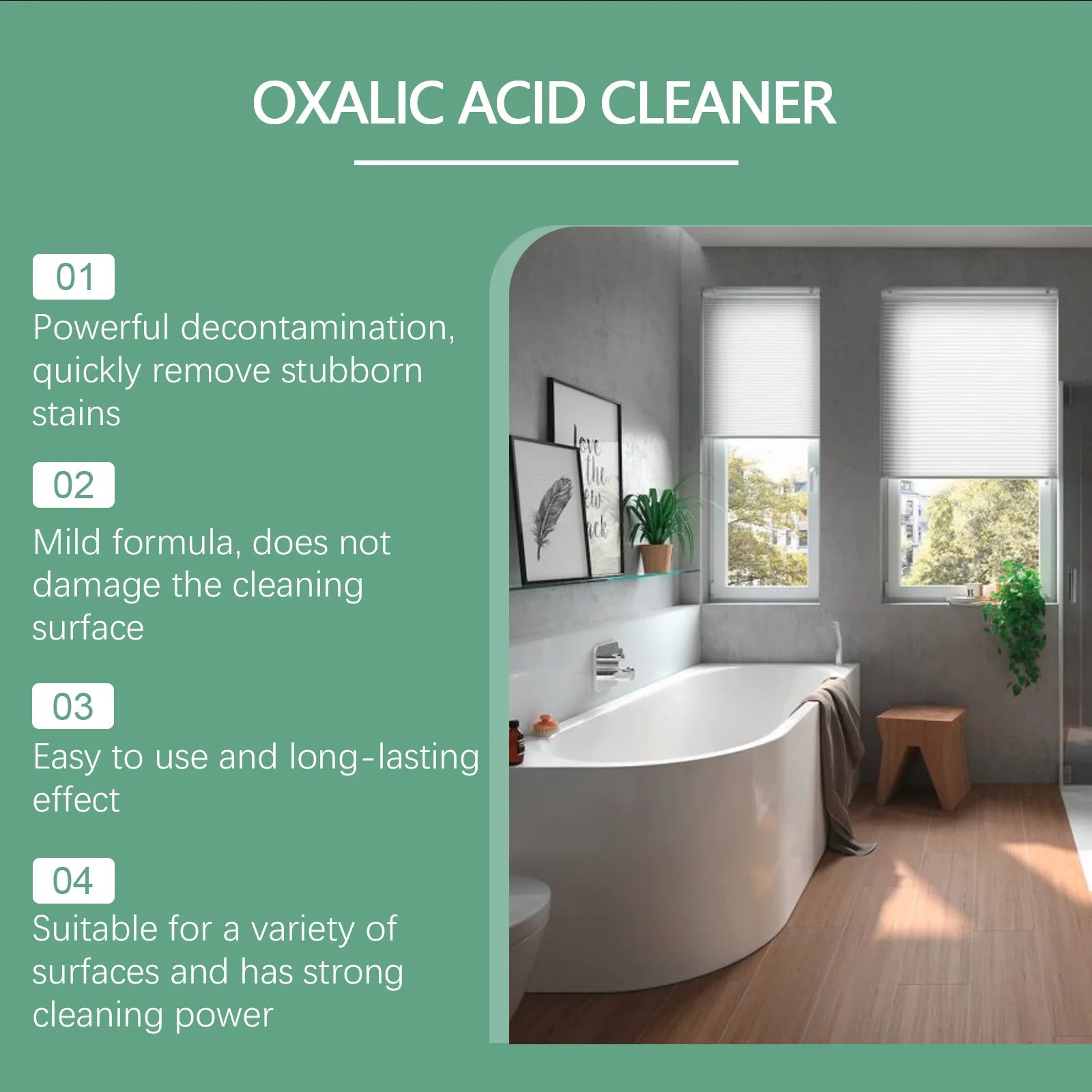Oxalic Acid Cleaner Stubborn Stain Removal Dirt Cleaning Yellow Scale Prevent Damage Surface Porcelain Keep Fresh Daily Cleaning Oasis Select