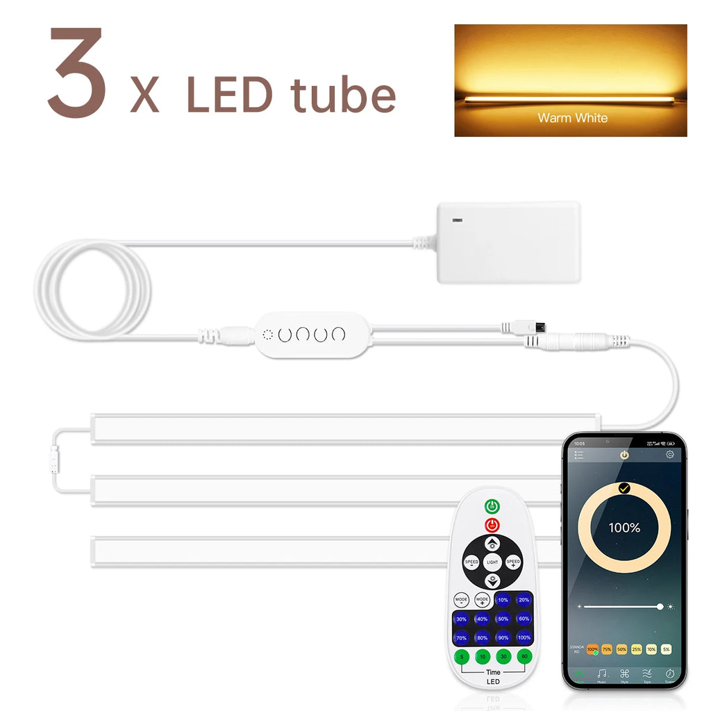 1-6PCS LED Bar Light Efficient Heat Dimmable RF Remote/Bluetooth Control 12V 30CM/40CM/50CM Night Lihgt for Kitchen Living Room Oasis Select 30CM Length 3x Light Bar Warm