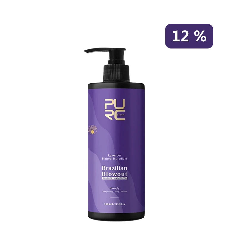 PURC Keratin Straightening Treatment Brazilian Keratin Hairs Treatment Curly Repair Smoothing Hair Care Lavender Salon Products Oasis Select 12 Degrees 1000ML Russian Federation