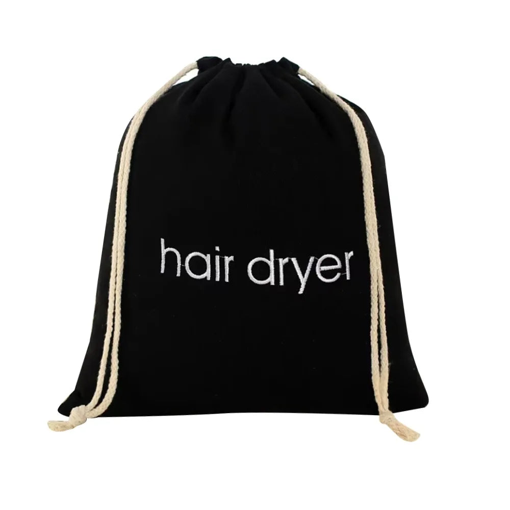 Portable Dustproof Hair Dryer Cloth Bag Large Capacity Drawstring Hairdryer Bag Canvas Hair Diffuser Oasis Select Black