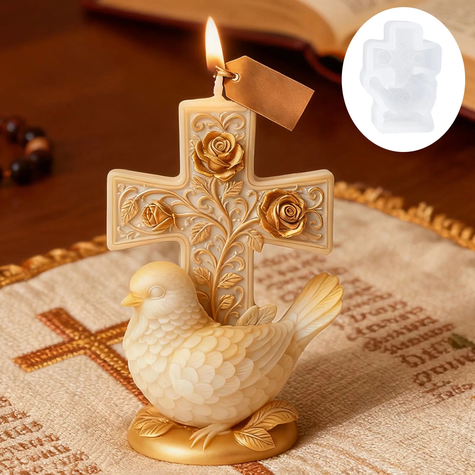 Cross & Dove Silicone Craft Mold – DIY Candle, Soap & Resin
