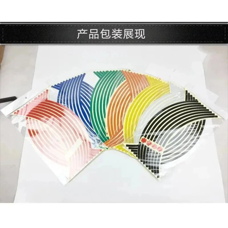1/2/3set Motorcycle Wheel Tire Stickers Strips Reflective Rim Tape Strip Motorcycle Car Wheel Tire Sticker Motorbike Auto Decals Oasis Select