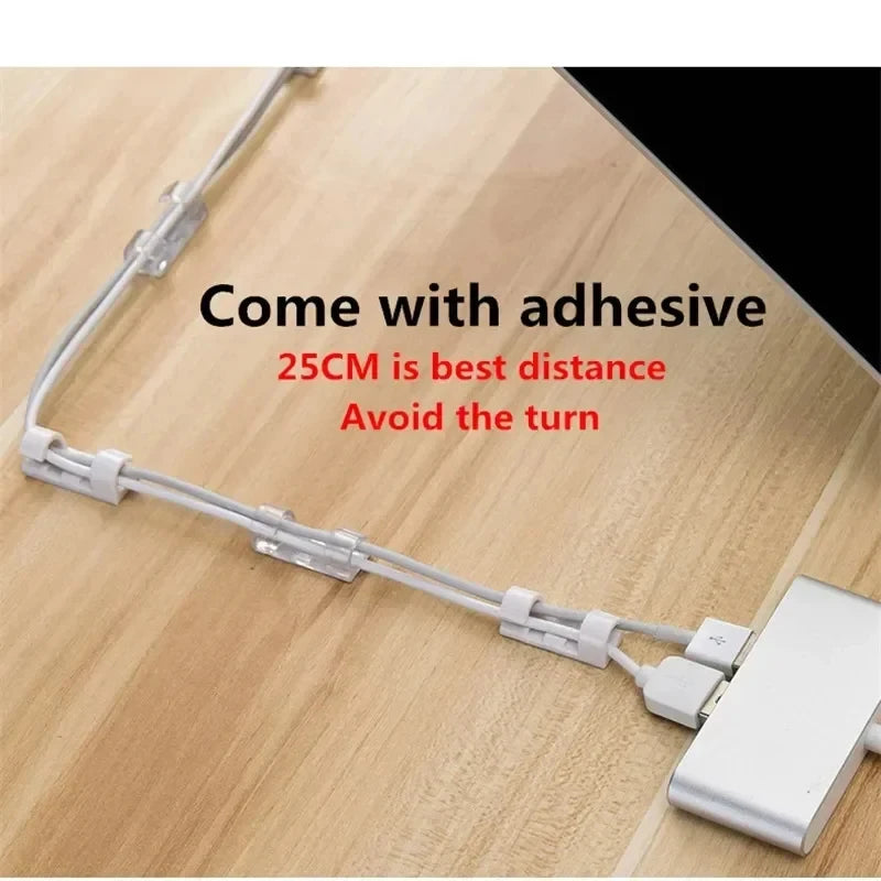20/40pcs Adhesive Cable Clips Wire Holder For Wall Strong Self-Adhesive Stickers Cord Management Organizer For Desk Car Office Oasis Select