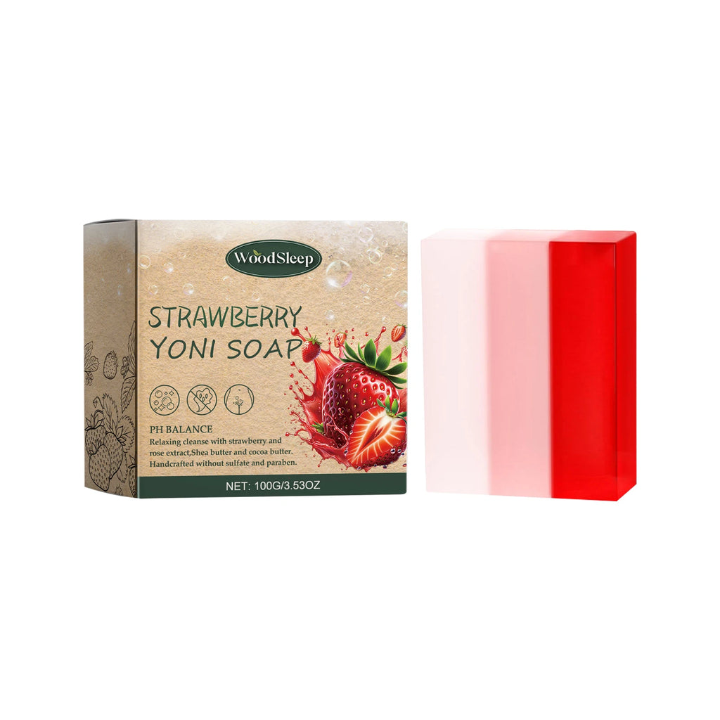 Female Wash Soap Yoni Bar Soap for Women Ph Balance Strawberry Remove Odor Deep Cleaning Moisturizing Private Parts Products Oasis Select 100g boxed