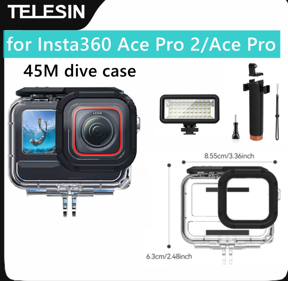 TELESIN 45M Waterproof Case for Insta360 Ace Pro & Pro 2