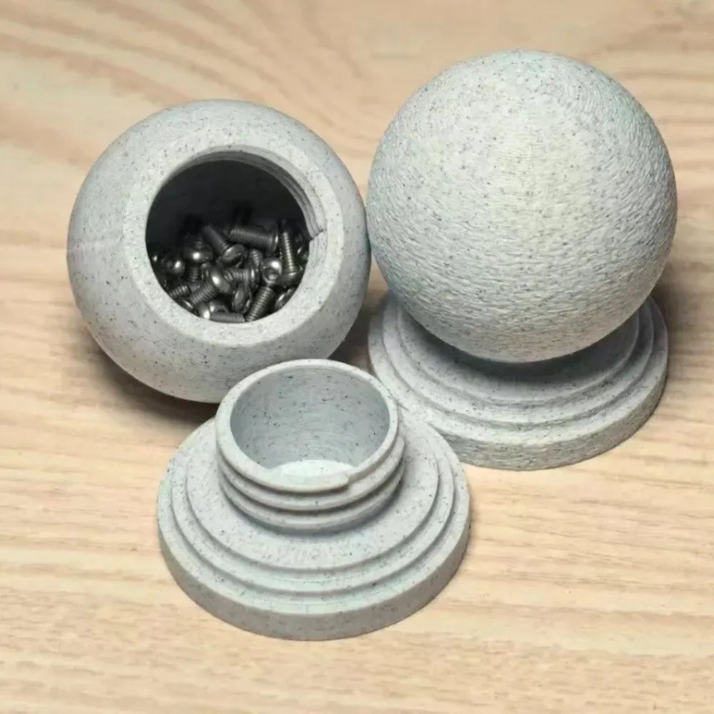 Interesting Hidden Screw Stone Sphere Storage Box 3D Printed Desk Organizer for Small Items Home Desktop Storage Ornaments Decor Oasis Select