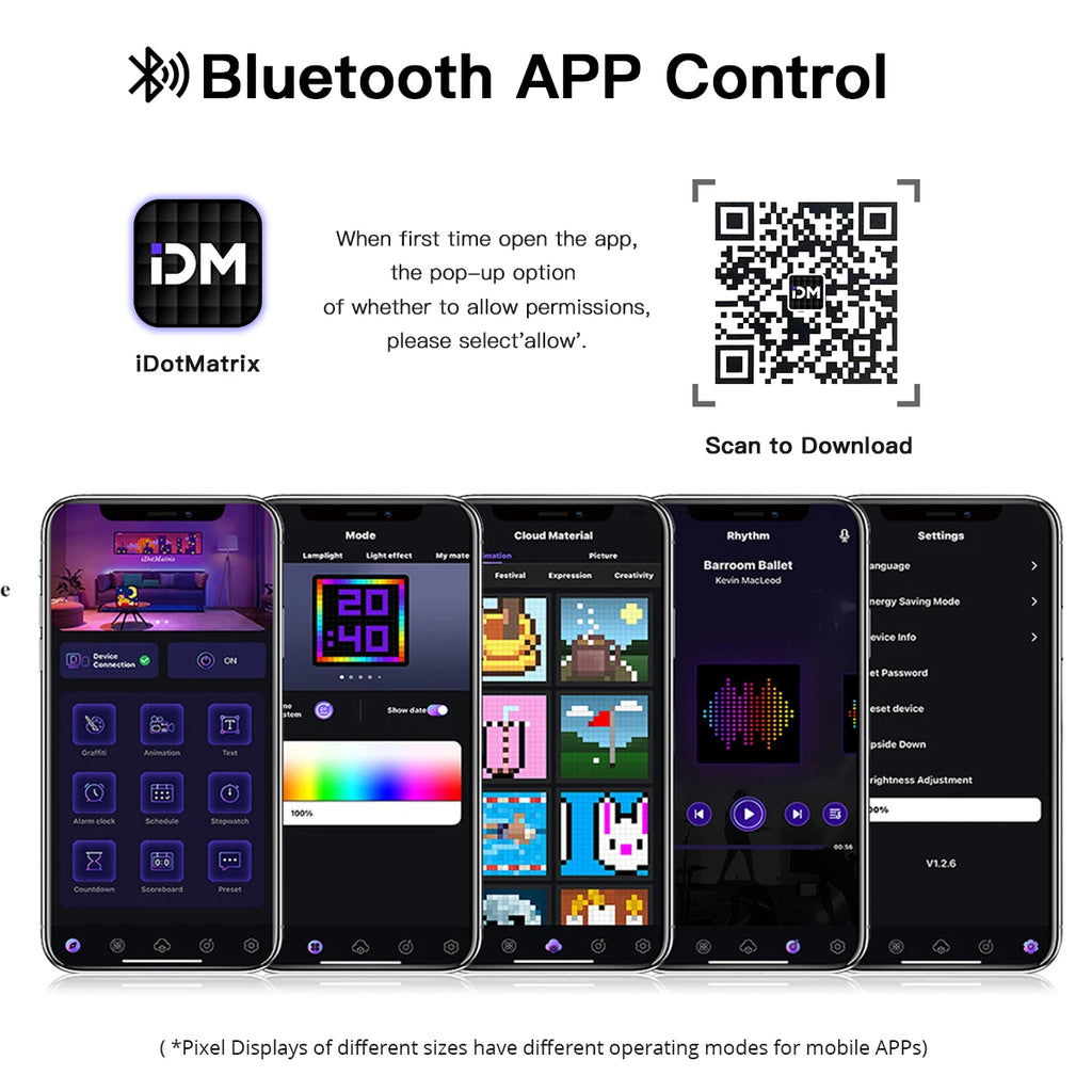 Programmable Pixel Art Display Bluetooth APP Control Creative Pixel Screen 32x32 Advertising Light 5V USB RGB LED Matrix Panel Oasis Select