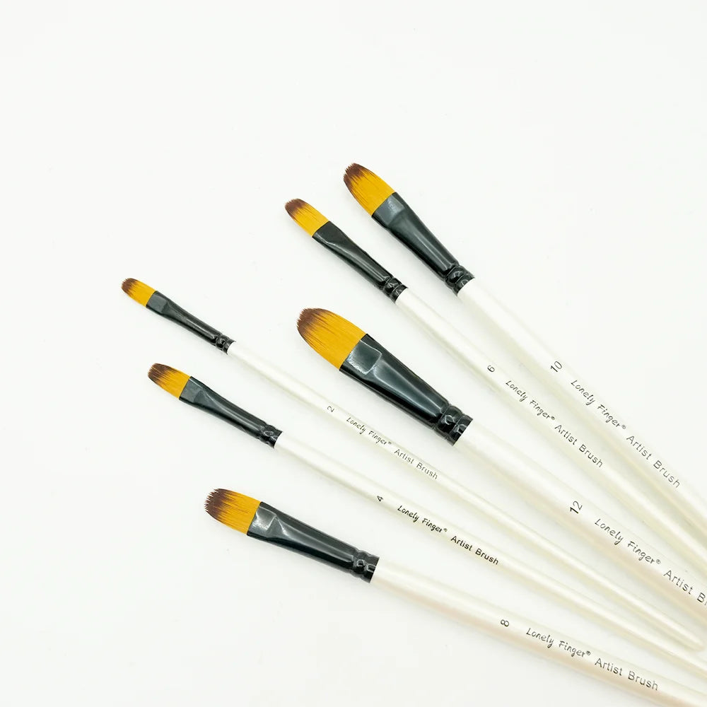 Filbert Paint Brushes Set,6 PCS Different Sizes Artist Brushes For Watercolor Acrylic Gouache Oil Ink Details Professional Filbe Oasis Select