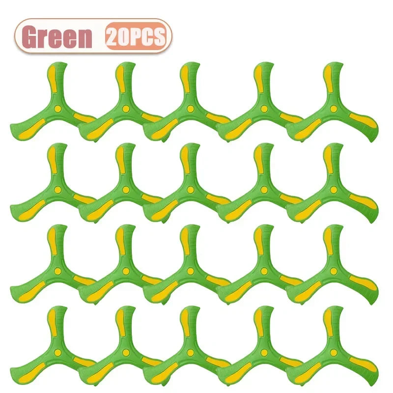1-20PCS Tri-Blade Boomerang for Kids Outdoor Toys Safe Durable Flying Disc Family Fun Sport Game Parent-Child Interaction Oasis Select Green-20PCS