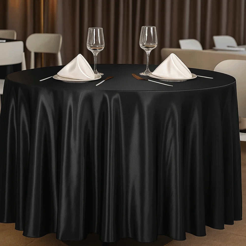 Round Satin Tablecloth | Imitation Silk Banquet Table Cover Satin Tablecloth Oasis Select