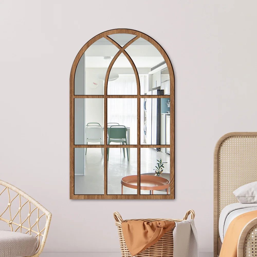 Wood and Acrylic Mirror Paste False Window Living Room Bedroom Study Decorative Wall Paste wall decor Oasis Select MZ421-B 82.6cm x 50.8cm