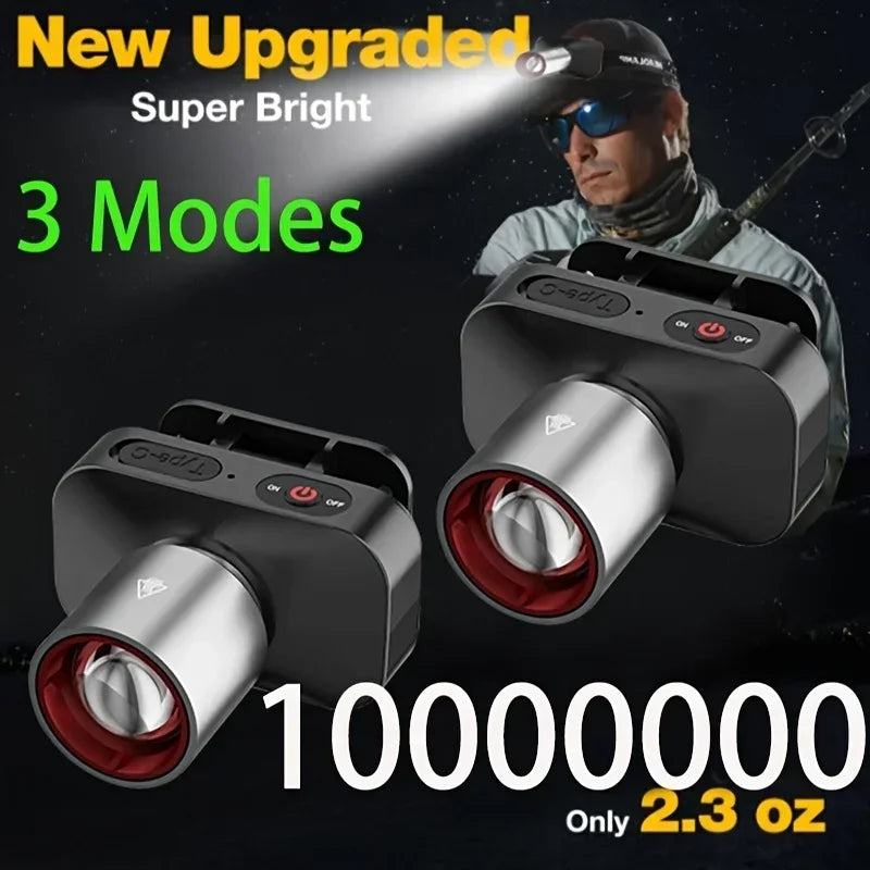 Ultra-Bright LED Headlamp Rechargeable Headlight 3 Modes USB Charging Head Lamp or Auto Repair Camping Fishing Cycling Emergency Oasis Select