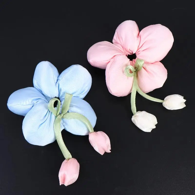 Cute Candy Color Flower Hair Tie Scrunchie Soft Fabric Elastic Ponytail Holder Lovely Hair Accessories For Girls Women Gift Oasis Select
