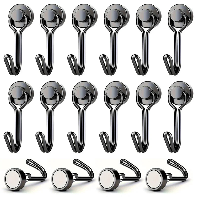3/6/12/20Pcs Black Magnetic Hooks Cruis Heavy Duty Magnetic Hangers, Extra Strong Magnets with Hook for Hanging, Resistant Base Oasis Select 20pcs-D16-hei