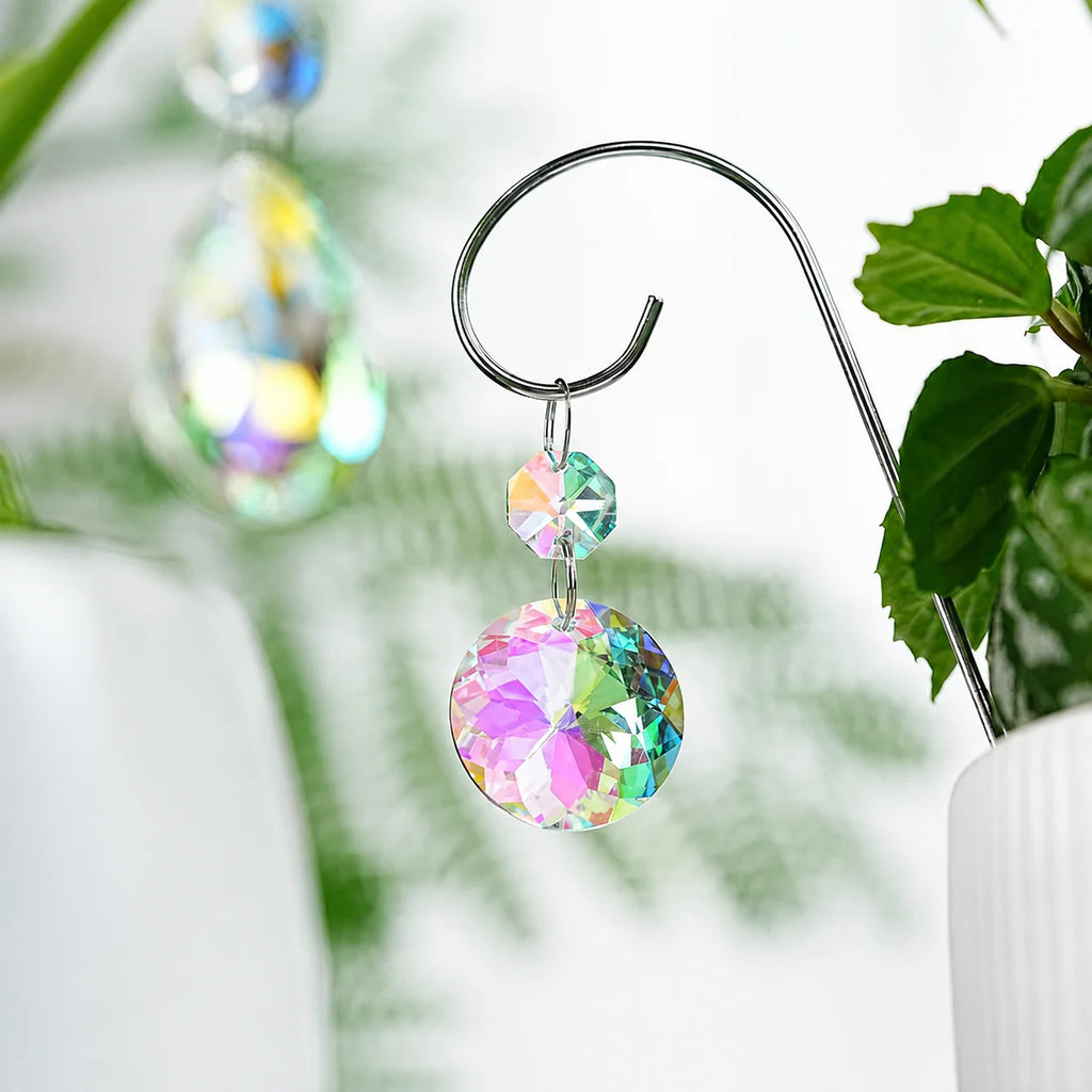 4-Pack AB Crystal Glass Garden Suncatchers with Metal Stakes