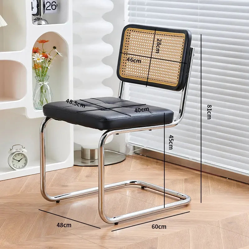 Multi-functional Nordic woven rattan chair, household dining table, chair, dining chair, study, living room, back chair Durable Oasis Select Black-C