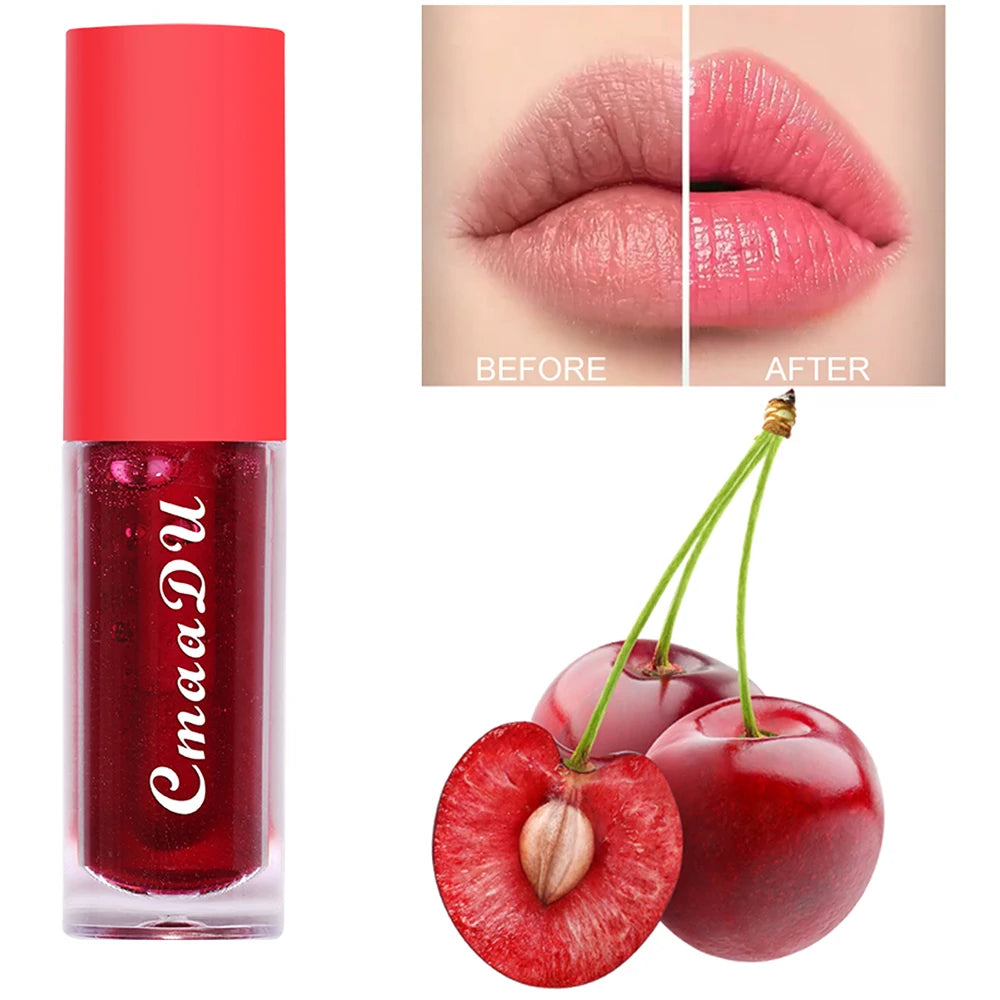 CmaaDu 1 Pcs Moisturizing Hydrating Lip Gloss Lipstick Cherry Flavor Fruit Anti-cracking Long-lasting Waterproof Lip Glaze Red Oasis Select