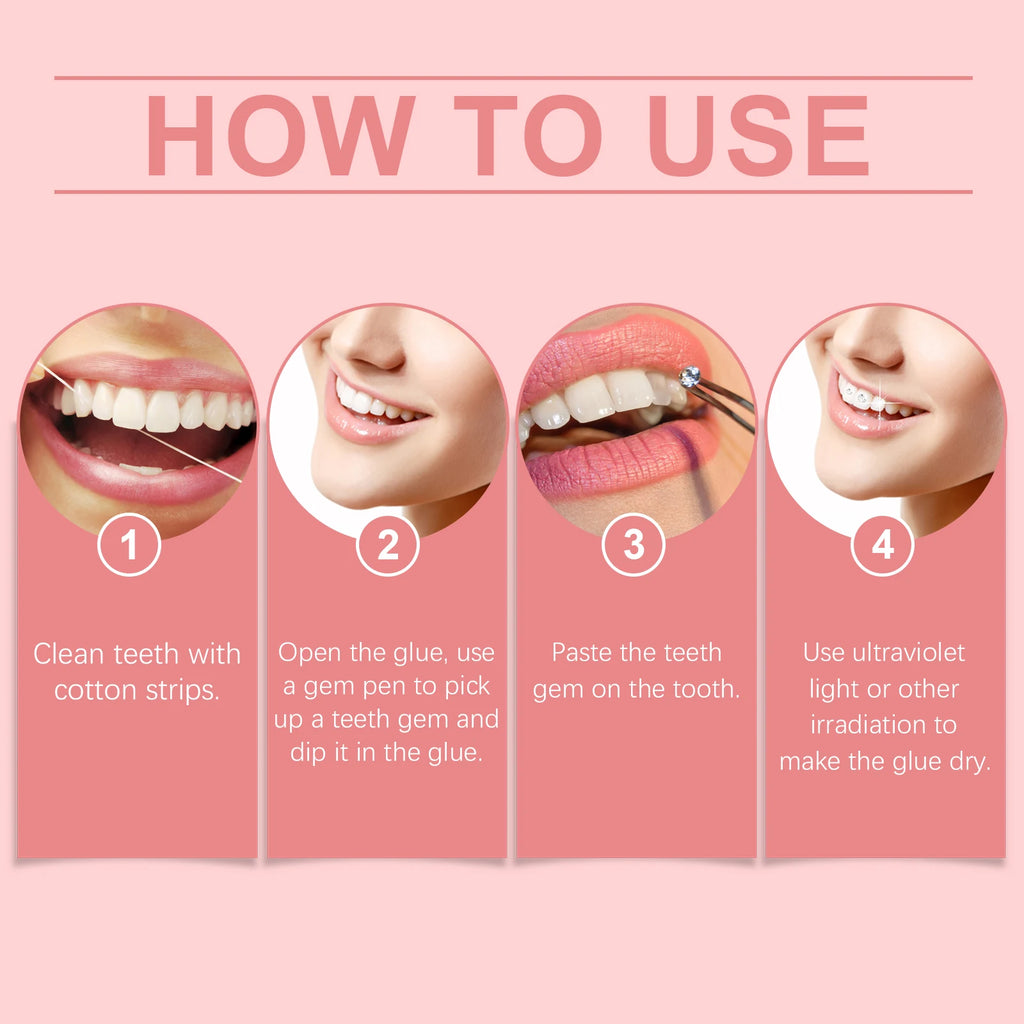 Eelhope Teeth Gems Kit DIY Set of Dental Gemstones Fashionable Dental Decoration Shining Brightening Stickers Convenient Drills Oasis Select