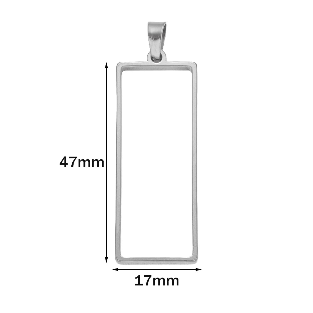 5pcs Stainless Steel Open Back Resin Molds Pendants Blanks Frame Hollow Bezel Charms for Earrings Necklace Bracelet DIY Making Oasis Select ST Rectangle17X47mm