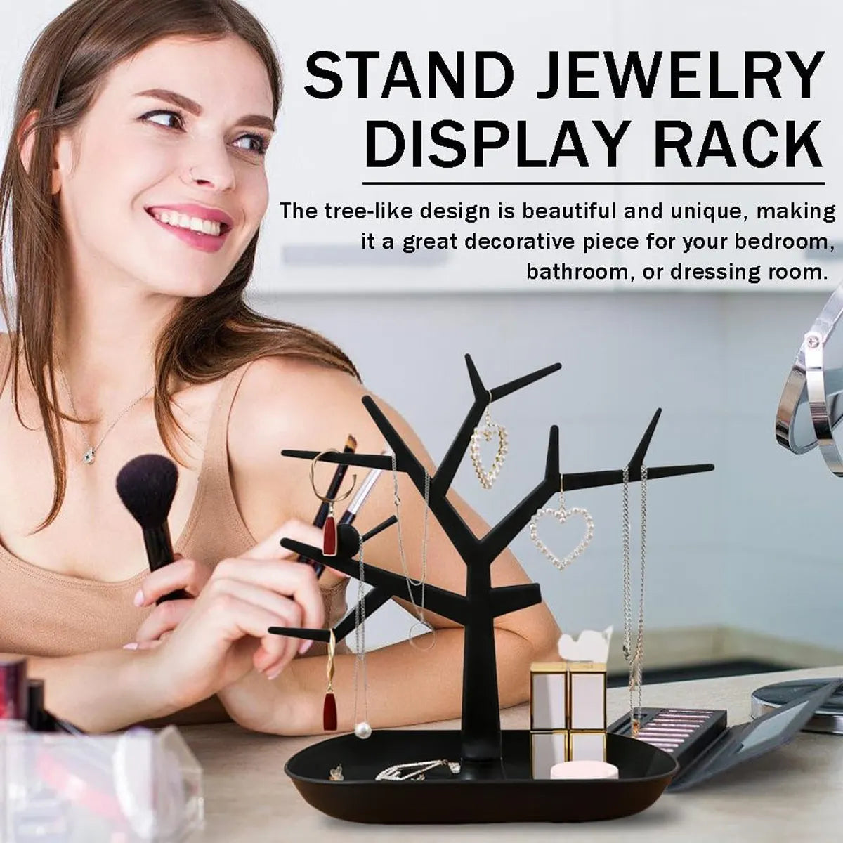 Creative Tree Shaped Jewelry Display Rack, Desktop Key Holder, Earrings, Rings, Watches, Multifunctional Storage Hanging Rack Oasis Select