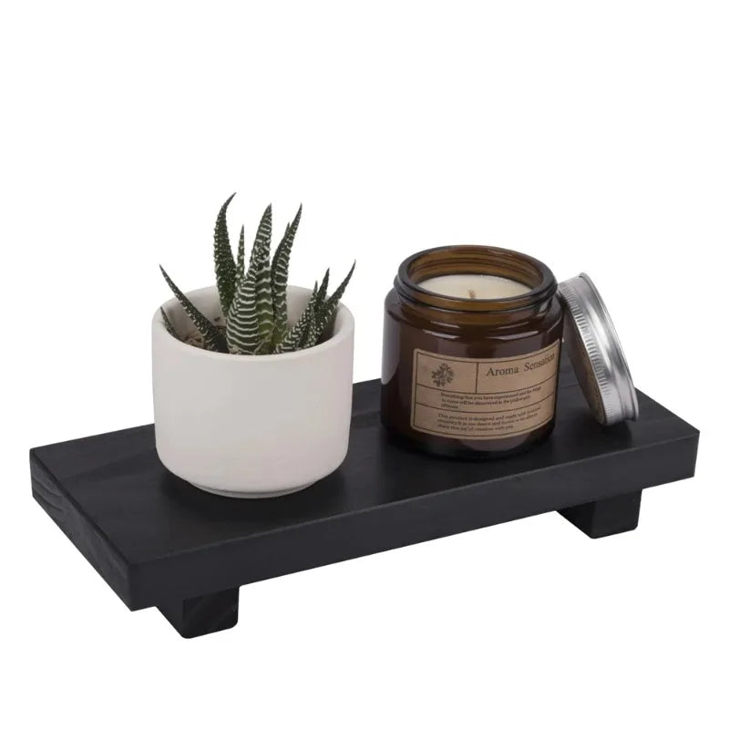 Tray Display Stand Farmhouse Bathroom Decor Wooden Soap Pedestal Riser Kitchen Dish Holder for Vanity Counter Sink Oasis Select
