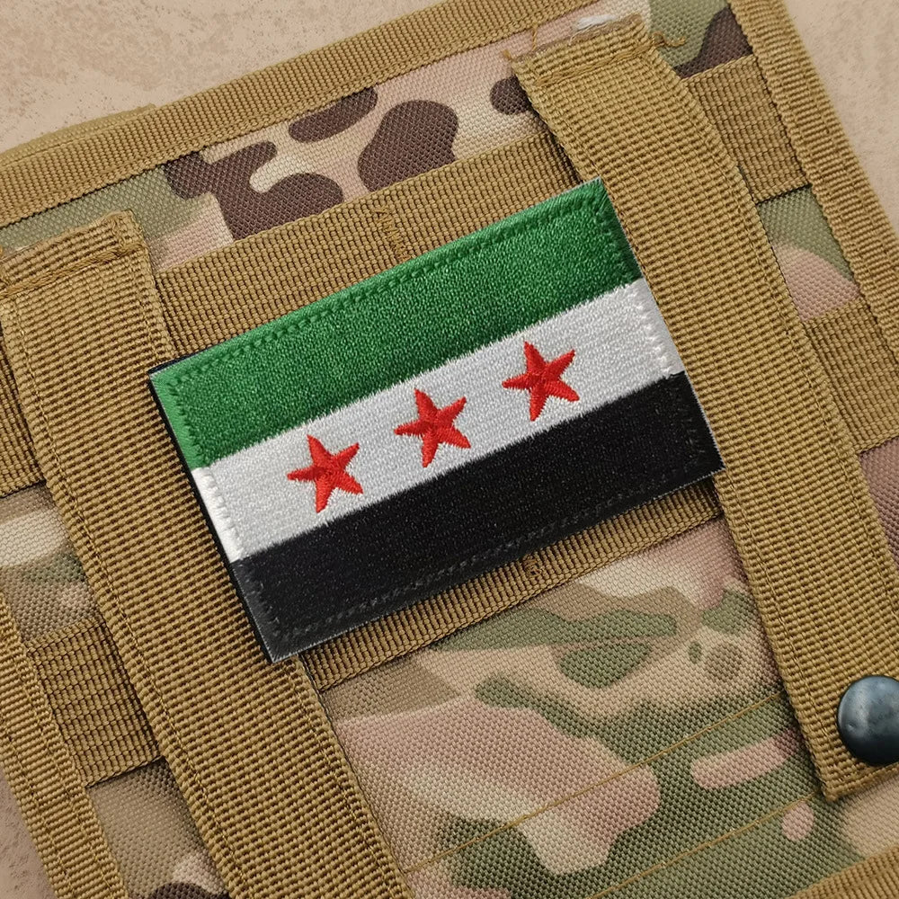 Syrian Flag Embroidered Patch – Iron-On & Hook Loop Badge