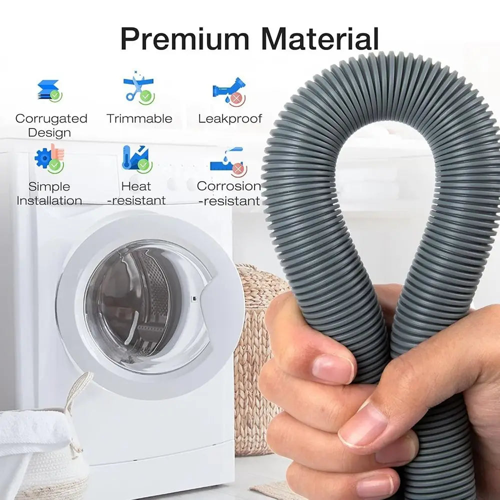New Flexible Washing Machine Drain Hose Corrugated Grey Washing Machine Tube Thickened Faucet Accessories Oasis Select