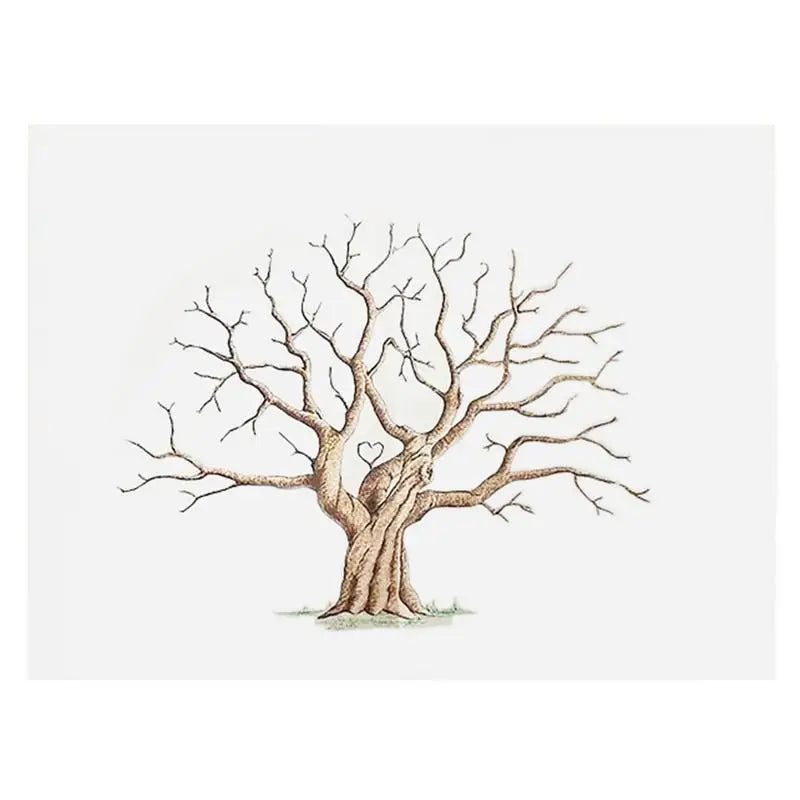 Fingerprint Tree Wedding Graduation Fingerprint Tree Canvas Guest Book DIY Creative Sign-In Book Waterproof for Birthday Wedding Oasis Select