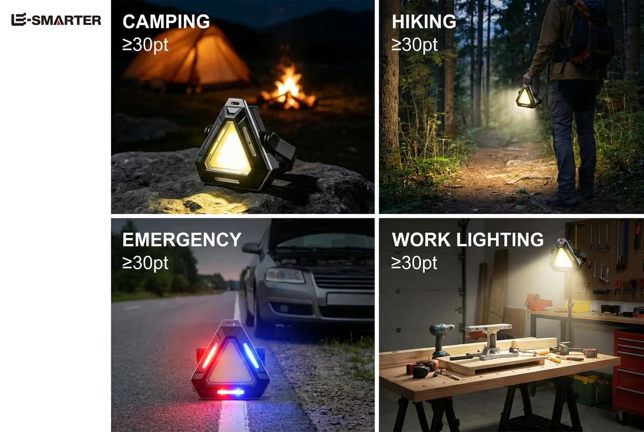 Multi-Functional Triangle Warning Flashlight with Red Blue Light, Magnetic Rechargeable Portable Camping Lamp for Outdoor Use Oasis Select