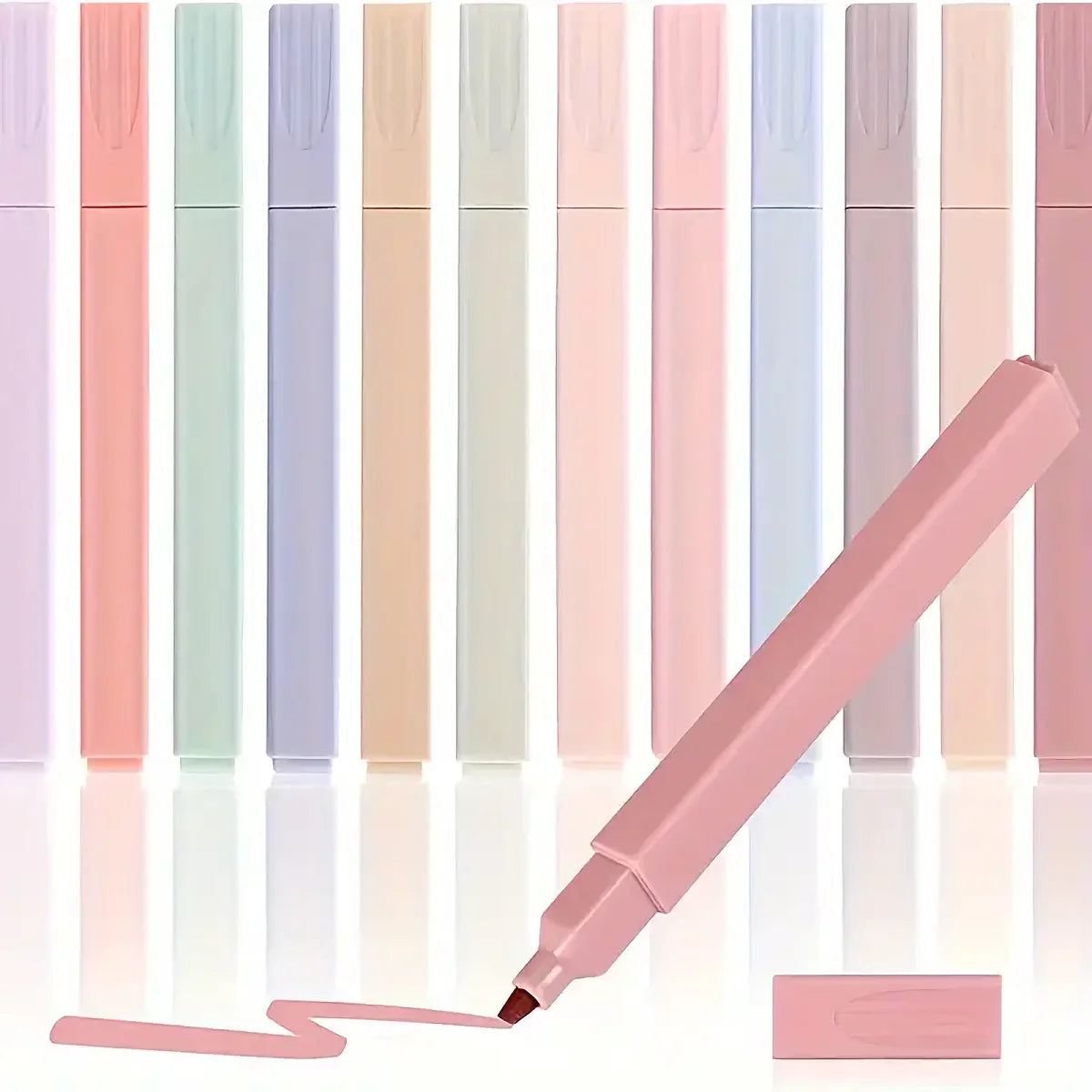 6/12pcs colorful Aesthetic Highlighters Cute Assorted Random Colors, No Bleed With Soft Tip Stationary Markers, For Students Oasis Select
